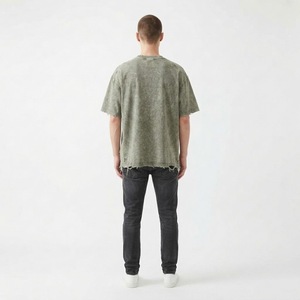 Wholesale 230gsm 100% Cotton Knitted <b>Long</b> Plain Blank Boxy Fit Drop Shoulder Oversized <b>Men</b> <b>T</b> <b>Shirt</b> for Casual <b>t</b>-<b>Shirts</b> - Product Image 2