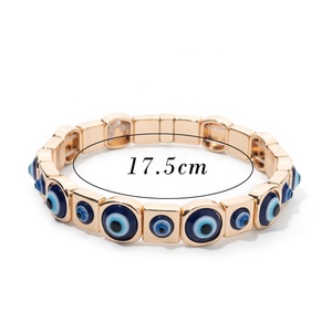 <span class=keywords><strong>Pulsera</strong></span> Boho Turca de Ojo Turco con Cuentas Esmaltadas, Chapada en <span class=keywords><strong>Oro</strong></span>, Amuleto de Protección Nazar, Joyería Apilable para Mujer, Regalo - Product Image 2
