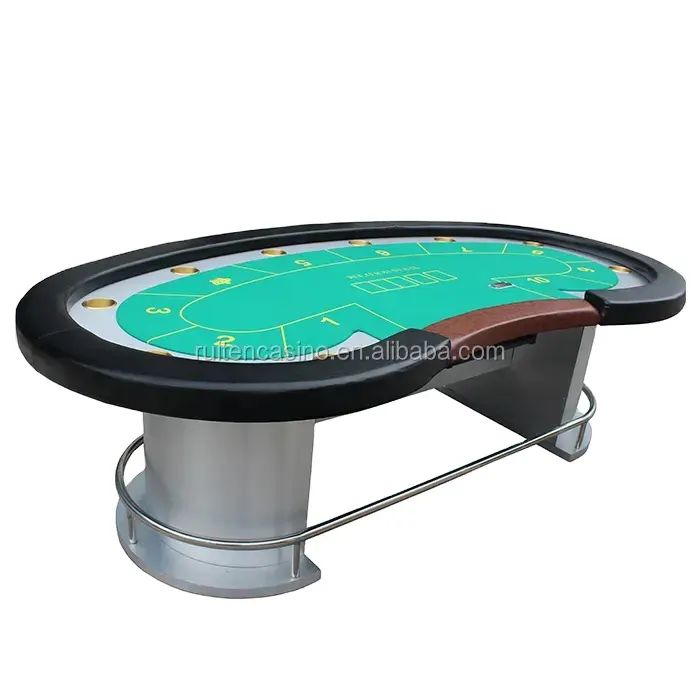 Tavolo da gioco professionale di fascia alta di alta qualità Bean Texas Hold'em tavolo da Poker con gamba a piedistallo con poggiapiedi
