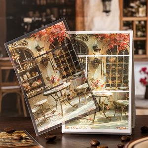 30 fogli Per confezione di <span class=keywords><strong>libro</strong></span> adesivo a schermo Modulare a doppio materiale che va a un tema di caffè retrò della serie di caffè - Product Image 2