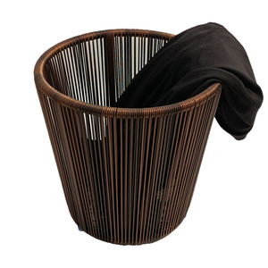 Panier à linge rond en rotin PP tressé de style nordique, respirant, pour salle de bain, bac de rangement domestique étanche, vente en gros - Product Image 1