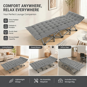 Lit de camping pliant avec matelas, lit d'appoint portable pour adultes, livraison directe UE, 190 cm, lit de sieste pour bureau, stock Pologne - Product Image 3