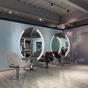 Station de <span class=keywords><strong>salon</strong></span> de coiffure de luxe, miroir rond de maquillage, <span class=keywords><strong>salon</strong></span> de beauté - Product Image 1