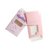 Boîte d'emballage pour ongles artificiels ZJ-034 en papier doré avec fenêtre transparente en PVC