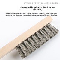 Brosse à fil en acier inoxydable à trois rangées avec manche en bois pour l'élimination de la rouille, brosse de nettoyage personnalisable pour cuisine et barbecue