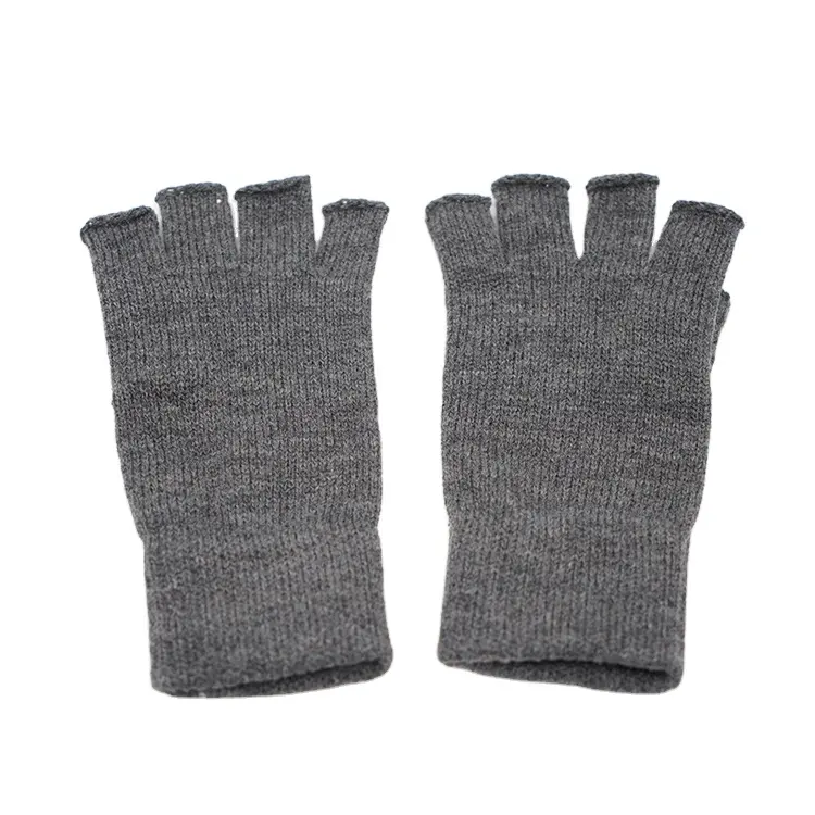 Guanti invernali senza dita lavorati a maglia moda uomo guanti morbidi in lana a metà dito caldi