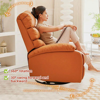 Fauteuil inclinable réglable, canapé-lit, rotation à 360°, inclinaison de 90 à 160 degrés, canapé en cuir PU avec coussins surdimensionnés