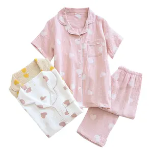 OEM летний комплект из двух предметов с сердечком, хлопковая одежда для сна, женские ночные рубашки