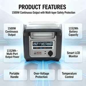 Station d'alimentation portable 600W 5KW avec batterie LiFePO4, générateur solaire, alimentation de secours pour voiture et courant alternatif, avec roues - Product Image 6