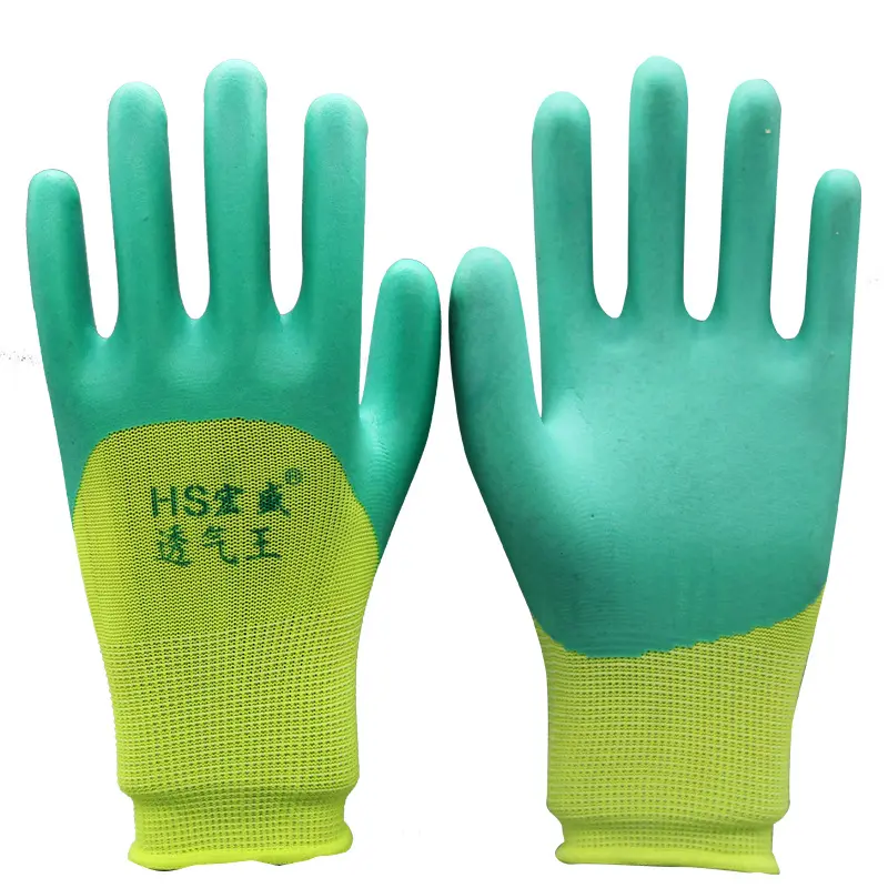 耐久性ラテックス強化指接着剤浸漬滑り止め作業現場作業労働保護手袋卸売