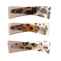 Barrettes à cheveux MiDairy 2024, nouvelle arrivée, double triangle, imprimé léopard, design géométrique en acétate, pour queue de cheval