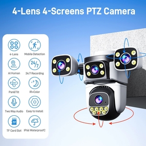 Caméra CCTV intelligente sans fil PTZ <span class=keywords><strong>extérieure</strong></span> 12Mp, système de sécurité IP Wifi à 4 objectifs, système de sécurité domestique, connectée au téléphone mobile - Product Image 3