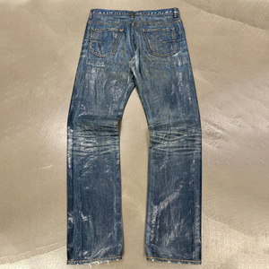Custom Wholesale Vintage Waxed Jeans <b>Men</b> Flare Pants Streetwear Slim Fit Black Bootcut Blue Denim Stack Jeans for <b>Men</b> - Product Image 3