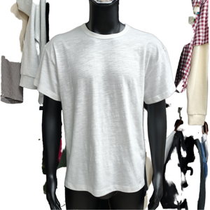 Offre Spéciale – T-shirt Premium Homme en Coton Lourd Tricoté, Coupe Droite, Motif Uni, Effet Délavé Charbon, Épaules Tombantes, Écologique - Product Image 1