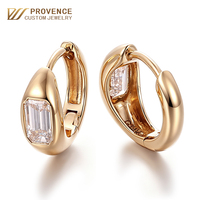 Ensemble de boucles d'oreilles en or jaune véritable 10k 14k 18k, avec diamants de laboratoire taille émeraude, pour femmes, bijoux de mariage, fabrication artisanale.