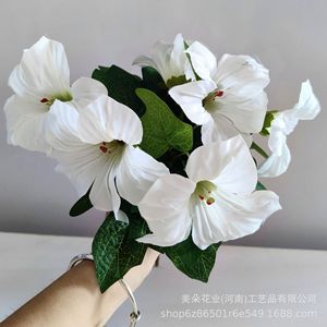 ช่อดอกไม้ประดิษฐ์รูปดอกมอร์นิ่งกลอรี สีชมพูอมม่วง สำหรับตกแต่งงานแต่งงาน โรงแรม ใช้ภายในอาคาร - Product Image 2