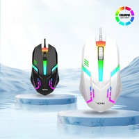 VONN V1 Mouse Gaming berkabel, Mouse Gaming 3D lampu RGB warna-warni 1200DPI untuk Laptop PC dan kantor atau Game