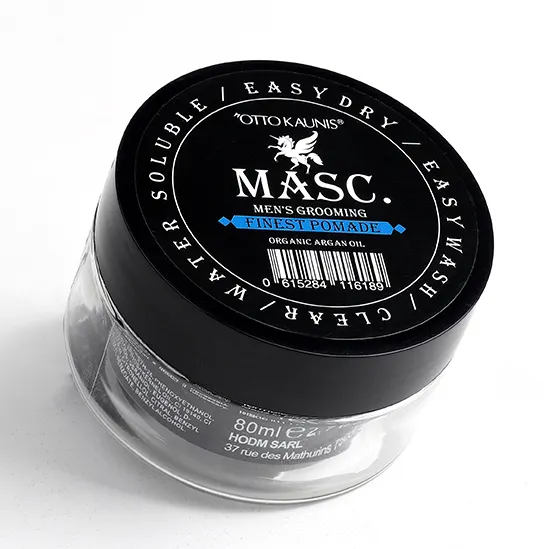 MASC. Pommade de toilette pour hommes, Base d'eau, brillance moyenne, forte tenue, pommade pour cheveux