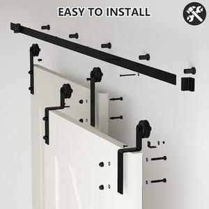 Kit de quincaillerie pour porte coulissante de grange, cadre en acier, télécommande électrique, durable pour entrepôts, maisons, hôtels, salles de bain, entrées, fixation par vis - Product Image 1