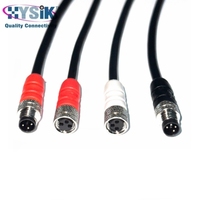 Kabel Pigtail M8 3 Posisi Male Straight Molded Single End Berkode A 5m PUR dengan Kawat Terbuka untuk Probe Temperatur RTD