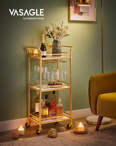 <span class=keywords><strong>VASAGLE</strong></span> Chariot <span class=keywords><strong>de</strong></span> service moderne avec porte-verres Roues et porte-bouteilles Chariot <span class=keywords><strong>de</strong></span> bar avec rangement - Product Image 2