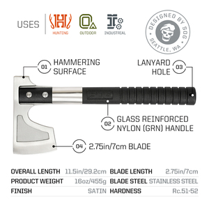 Asetta da campo di gas tattico di sopravvivenza ascia compatta in acciaio resistente con guaina a martelli per Bushcraft da esterno (CH1001-CP) - Product Image 4