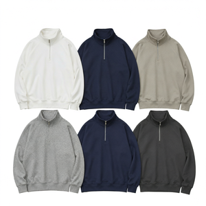 เสื้อสเวตเชิ้ตผู้ชายแบบซิปครึ่งตัว ผ้าฝ้ายถัก 100% สีพื้น สไตล์ลำลอง สตรีทแวร์ สำหรับฤดูใบไม้ร่วง - Product Image 1