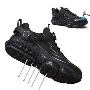 Black Swivel Button Shoes Lightweight Rotating Button Black Shoes <b>Men</b> <b>Work</b> Sneakers Composite Toe <b>Work</b> <b>Boots</b> - Product Image 4