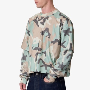 T-shirt camouflage double couche pour homme 2026 Nouveau modèle oversize à manches longues Streetwear Service OEM ODM personnalisé - Product Image 2