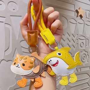 Portachiavi in Pelle di Alta Qualità Serie Shan Hai Jing con Gatto, Cactus ed Elefante, Idea Regalo per la Mia Figlia - Product Image 1