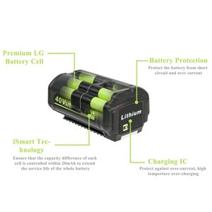 Batería Recargable de Repuesto de 40V para Ryo OP4040 3000mAh 4000mah 5000mAh Compatible con Herramientas y Cargadores Originales - Product Image 4