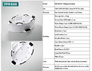 Salle de bain autoportante en porcelaine dkb <span class=keywords><strong>dylan</strong></span> bain à remous à jets léger baignoire spa baignoire avec jupe - Product Image 6