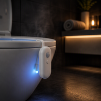 Mini toilette intelligente 2026 améliorée avec lumière LED nocturne, détecteur de mouvement, rechargeable, étanche, multicolore, pour salle de bain moderne et maison