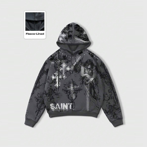 Felpa da <span class=keywords><strong>uomo</strong></span> Vintage stile Street autunno <span class=keywords><strong>taglie</strong></span> forti 100% tessuto pesante in puro cotone lavato con abiti artigianali Hip-Hop - Product Image 1