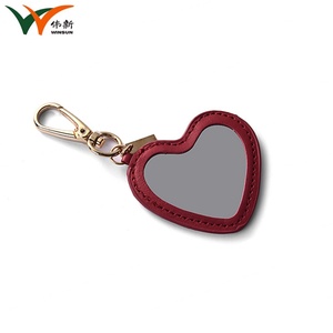 Miroir miniature incassable en forme de cœur avec étui en cuir PU, vente en gros à Shenzhen - Product Image 3