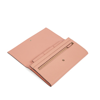 Dompet Wanita Kulit Asli RFID Flip Cover Logo Kustom, Kantong Ponsel Panjang, Dompet Kartu Kredit Kapasitas Besar