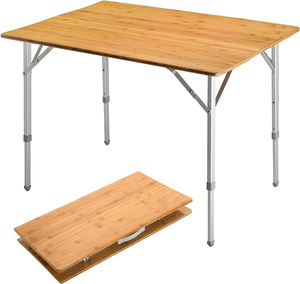 Mesa Plegable Portátil de Bambú para Exteriores, Moderna, Ligera, Altura Ajustable, para Campamento, Picnic, Barbacoa, Parque, Cocina, Hospital - Product Image 4