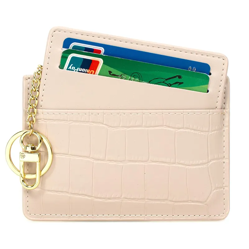 Slim-Kartenhalter kleine Tasche Brieftasche Schlüssel Chian Reißverschluss Münze Geldbeutel Krokodil Mini-Leder Bargeld & Münze & Kartenetui für Damen