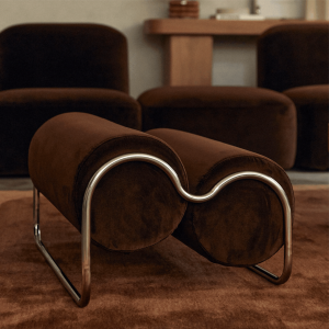 Luxe Moderne Vrijetijdsbankstoel Met Metaal En Hout Voor Huiskamer Of Eetstudiemeubilair