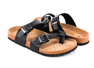 Sandalias con suela de corcho listas para enviar, en stock, sandalias deslizantes con doble hebilla, plantilla cómoda, sandalias de playa de verano, venta al por mayor - Product Image 2