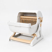 03001 Bac à litière semi-automatique autonettoyant pour chat, grande toilette pour chat à capot, bac à litière pour animaux de compagnie avec tamisage manuel et tiroir de récupération des déchets
