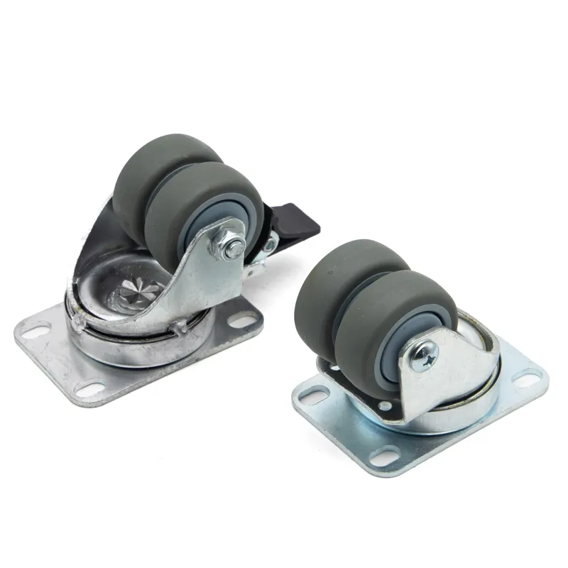 Supply Durable All Kind Of Castor 40mm 50mm 75mm Double Wheel Castor PU TPR PP PA Heavy Duty Caster Factory