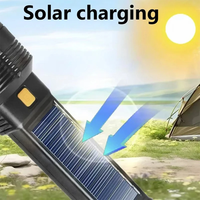 Linterna de Largo Alcance de Alta Luminosidad, Alimentada por Energía Solar, COB, Luz Lateral de Doble Color, Carga Rápida Tipo C, Linterna Portátil de Emergencia para Camping