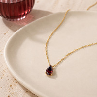 Collier en acier inoxydable avec pendentif goutte d'eau en zircon coloré du signe du zodiaque, pierre de naissance, inaltérable, pour homme et femme, cadeau bijou
