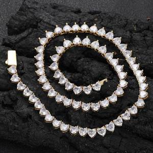 New Style Hiphop Jewelry 18K Gold Plated <b>Iced</b> Out Tennis <b>Chain</b> Heart Shape Cubic Zirconia Tennis <b>Chain</b> Necklace for Women - Product Image 1
