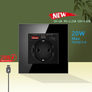 NOVSKI EU 86 <span class=keywords><strong>Presa</strong></span> <span class=keywords><strong>a</strong></span> Muro <span class=keywords><strong>Elettrica</strong></span> con Pannello in Vetro Temperato, USB e Type-C PD 20W, 240V Corrente Massima 16A - Product Image 3