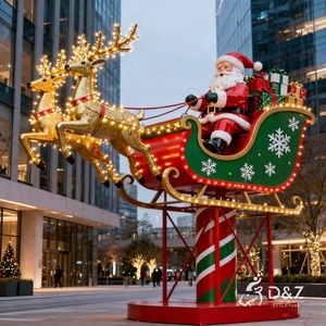 <span class=keywords><strong>Figurine</strong></span> de Père Noël sur traîneau en fibre de verre grandeur nature personnalisée pour la décoration de Noël en extérieur, fournitures de décoration de jardin - Product Image 1