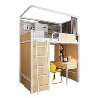Lit mezzanine moderne en métal de taille Queen King Size Escaliers Assemblés Fonction de stockage pour dortoir universitaire Comprend une armoire Appartement