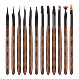 Ensemble de pinceaux à ongles avec manche en bois de santal, motif à carreaux chrysanthème, pour le dessin de motifs floraux, le liner et le mélange de gel UV dégradé - Product Image 6