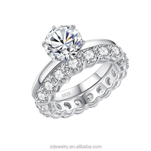 خاتم خطوبة مويسانيت من تيلولا بالجملة 3 قيراط، طقم خواتم زفاف للعرائس من الفضة عيار 925، طقم مجوهرات - Product Image 4